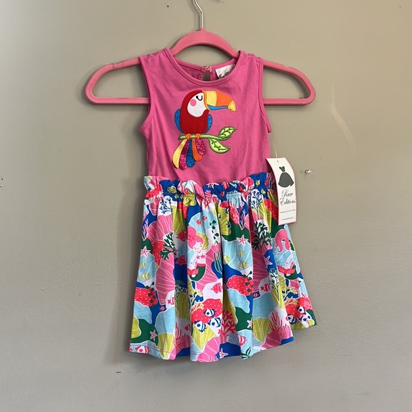 Rare Editions Girls Jersey Knit Toucan Dress - Picture 3 of 8